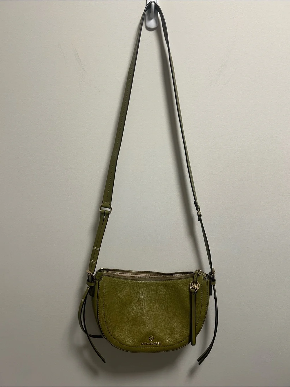 Michael Kors Olive Green Leather Crossbody Bag